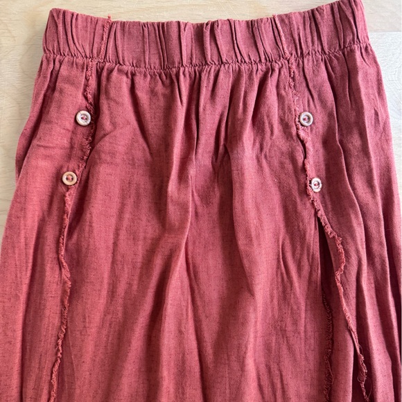 Small/Medium Linen Terracotta Maxi/ Midi Skirt with Slit - Picture 5 of 7